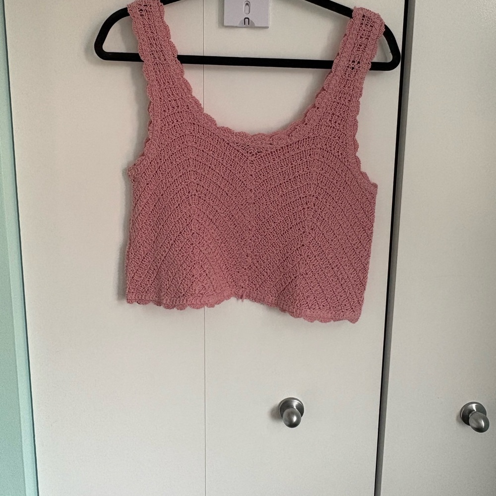 Pink Crochet Knit Tank Top - Picture 2 of 6